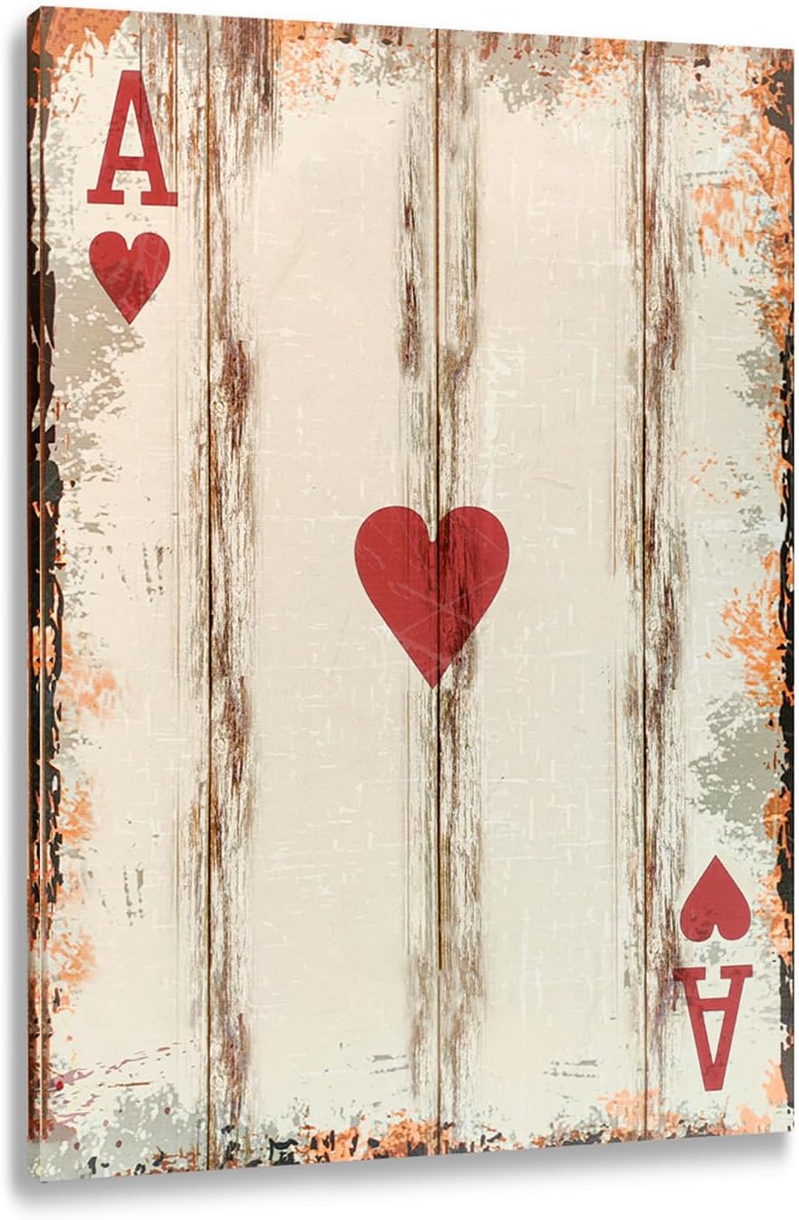 Poker Canvas Wall Art Print Ace of Hearts Game Room Wall Art Print Wall Decor Prints Poster With Framed