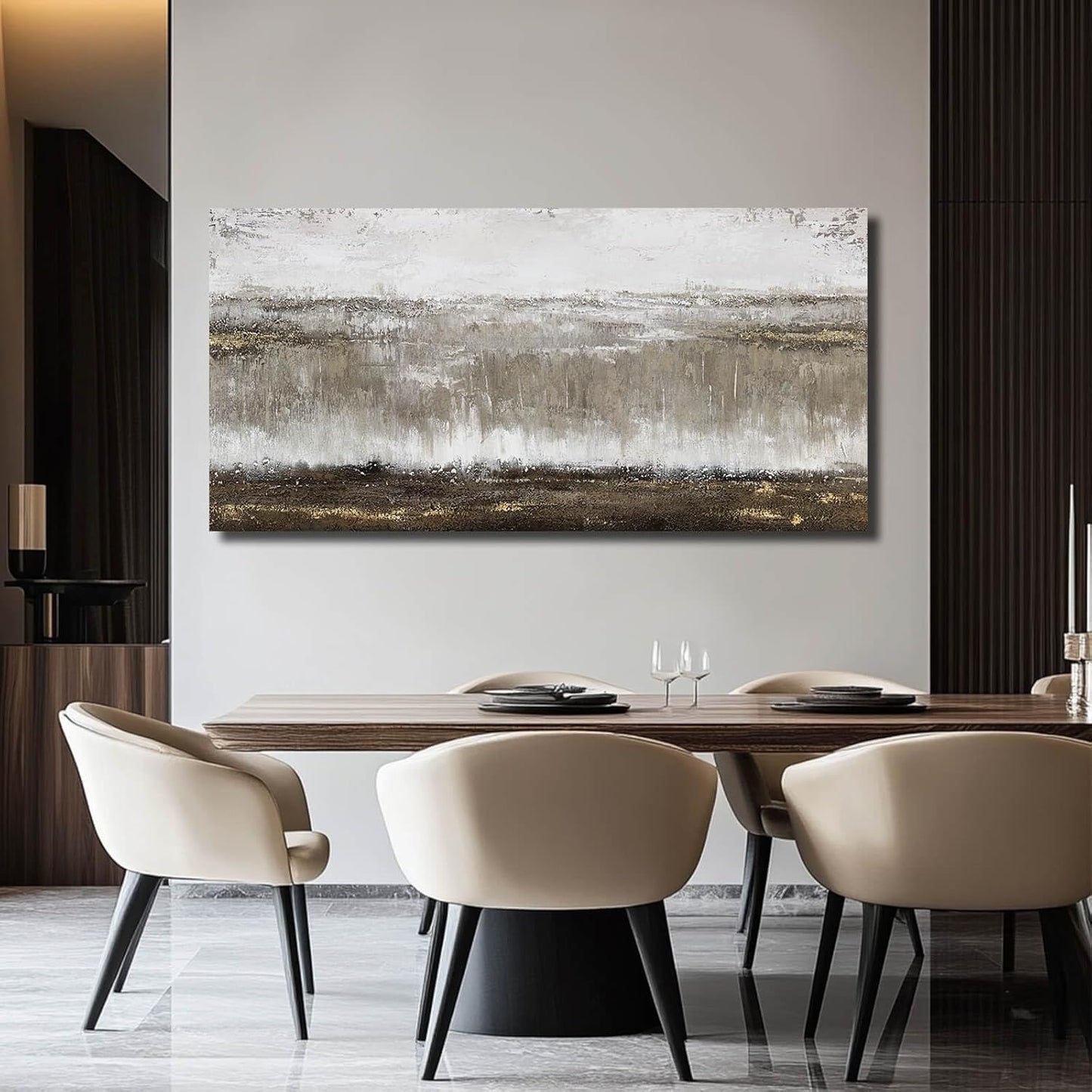 Black Painting Traditional Wall Decor Abstract Wall Art Large Pictures Grey Wall Decorations Vintage Walls for Living Room Dining Room 24"x48"