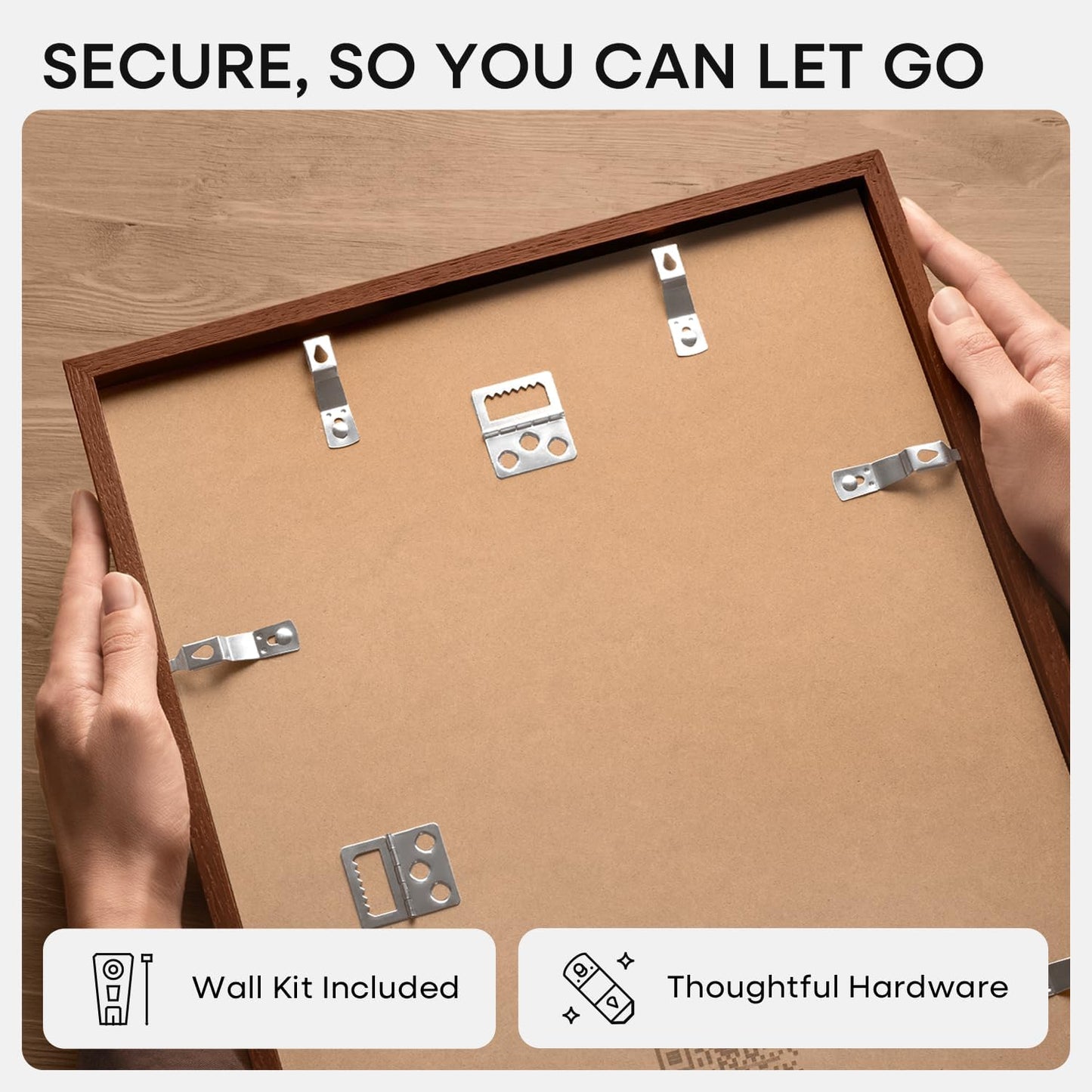 Homeforia 11x11 Picture Frame Brown, High-End Dark Oak 11 x 11 Square Brown Wood Frames with Mat 9 by 9 Photo, 11by11 Wooden Walnut Poster Frame Matted to 9x9 Print, Tempered Glass, Wall Kit, Set of 1