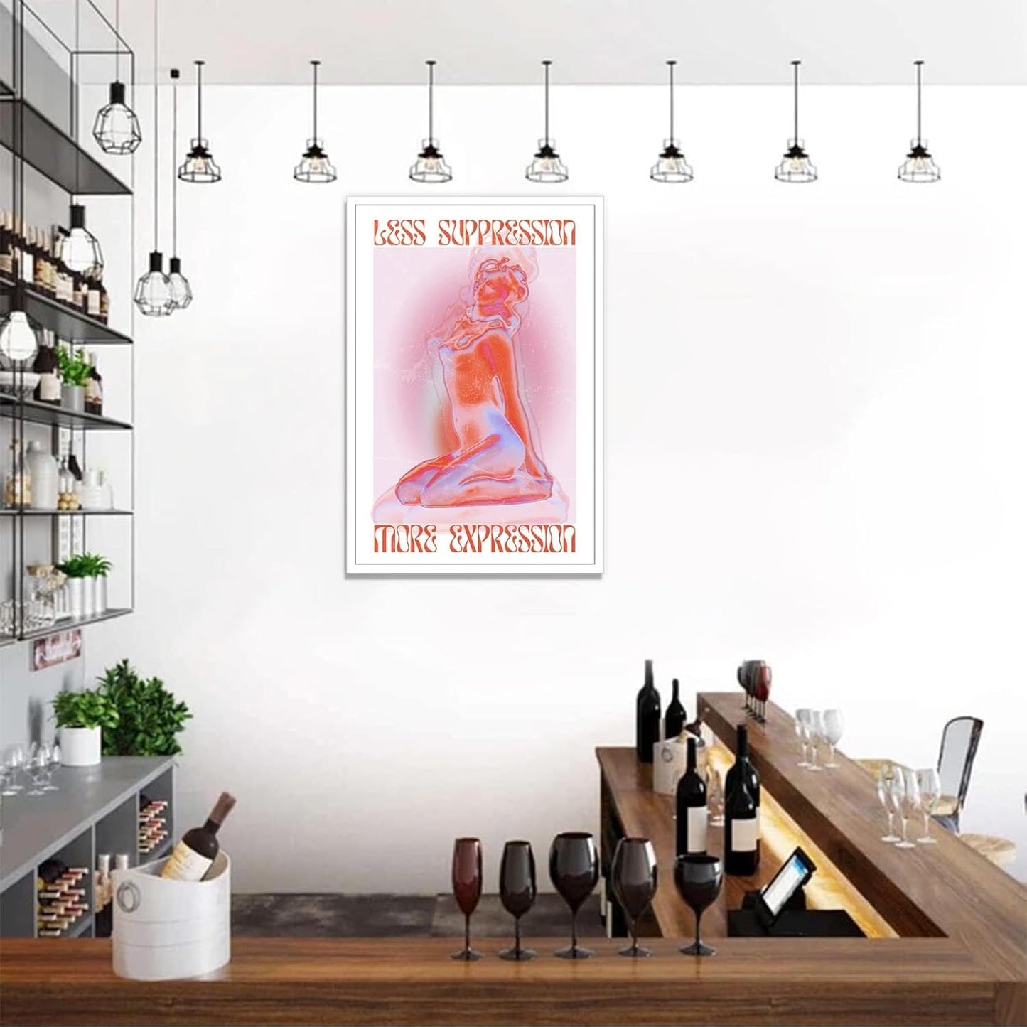 Spiritual Affirmation Art Poster Pink Woman Canvas Wall Art Aesthetic Pictures Sexy Woman Prints Painting Trendy Gradient Aesthetic Wall Decor Living Room Bedroom 12x16in Unframed