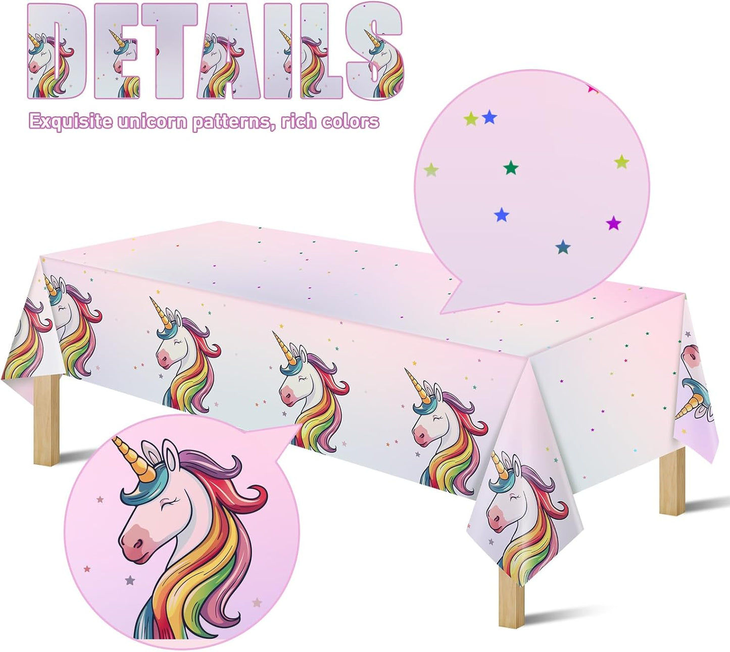 16Pcs Unicorn Tablecloths for Birthday Party, Unicorn Plastic Table Cover Disposable Party Table Cloths, unicórnio Festa Supplies for Baby Shower and Birthday Decoration for Girls (54'' x 108'')