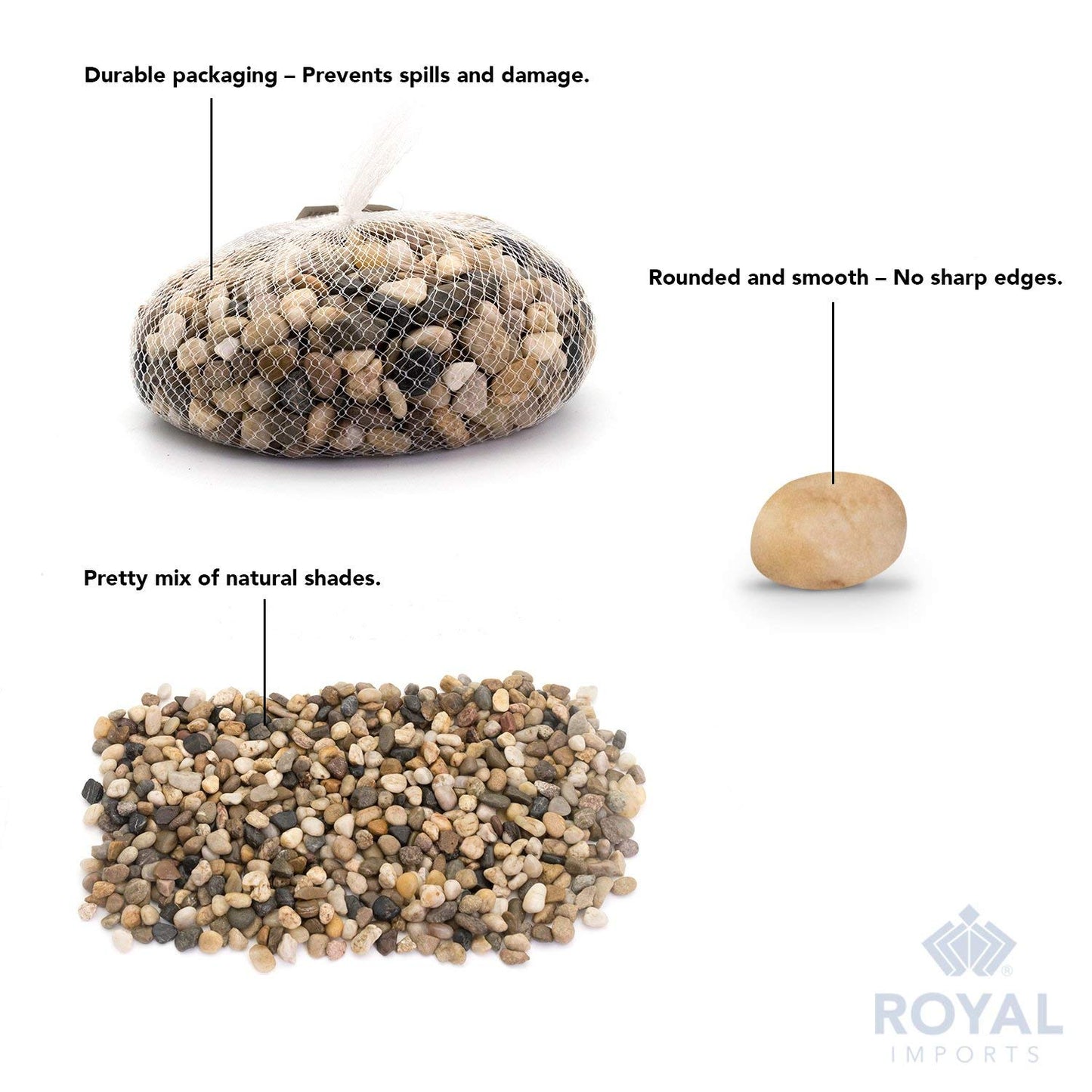 Royal Imports 30LBS River Rocks Decorative Ornamental Pebbles, Garden Landscaping Stones, Gravel Filler for Plants, Vases, Succulents, Home Decor, Aquariums, Crafting, Animal Habitat - Small Natural