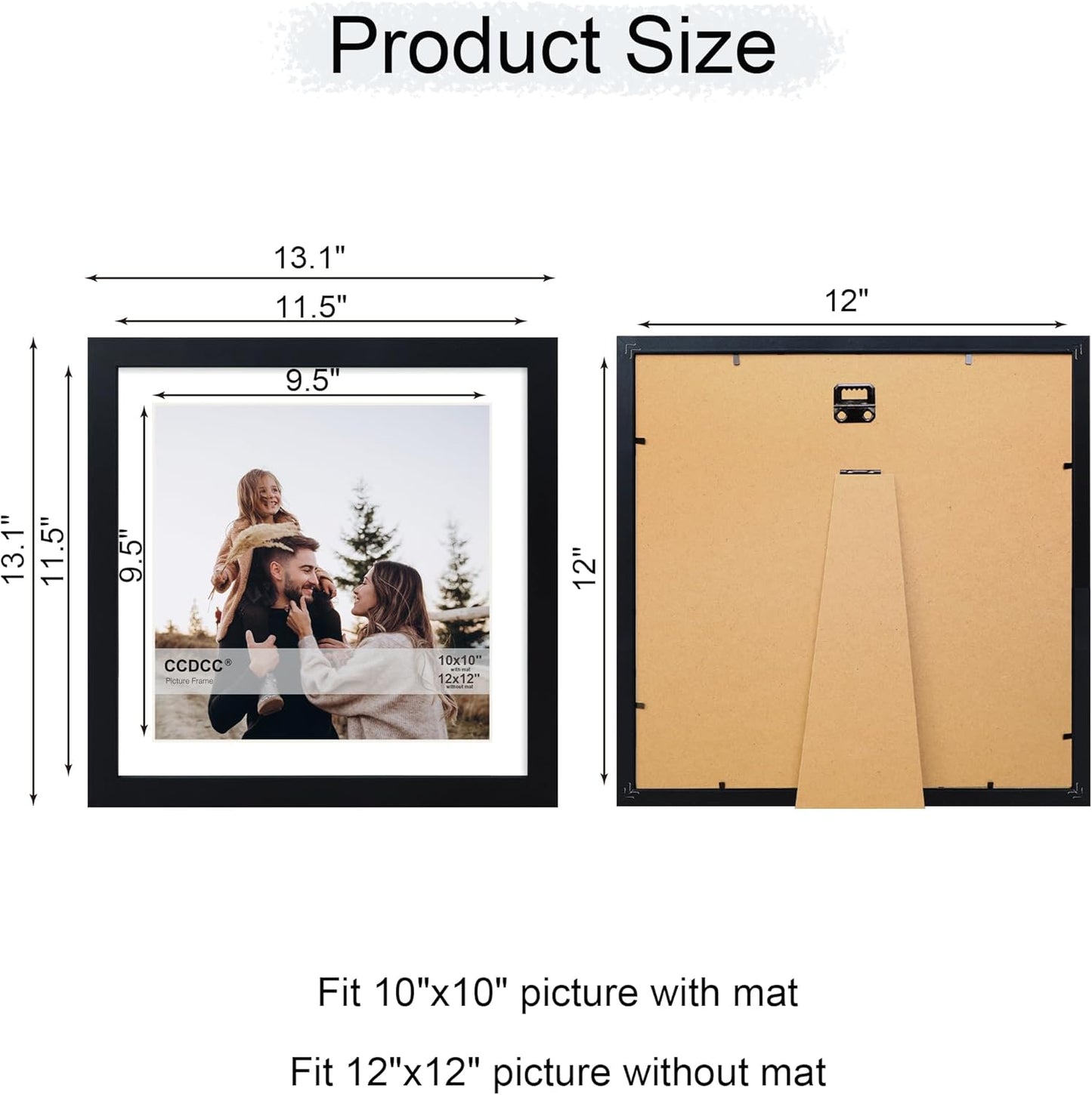 12x12 Picture Frame Set of 4, 12 x 12 Wood Photo Frames with Mat for 10x10 or 30x30cm Diamond Painting Art, Wooden Frame with Real Glass Cover for Wall and Tabletop Display,Black