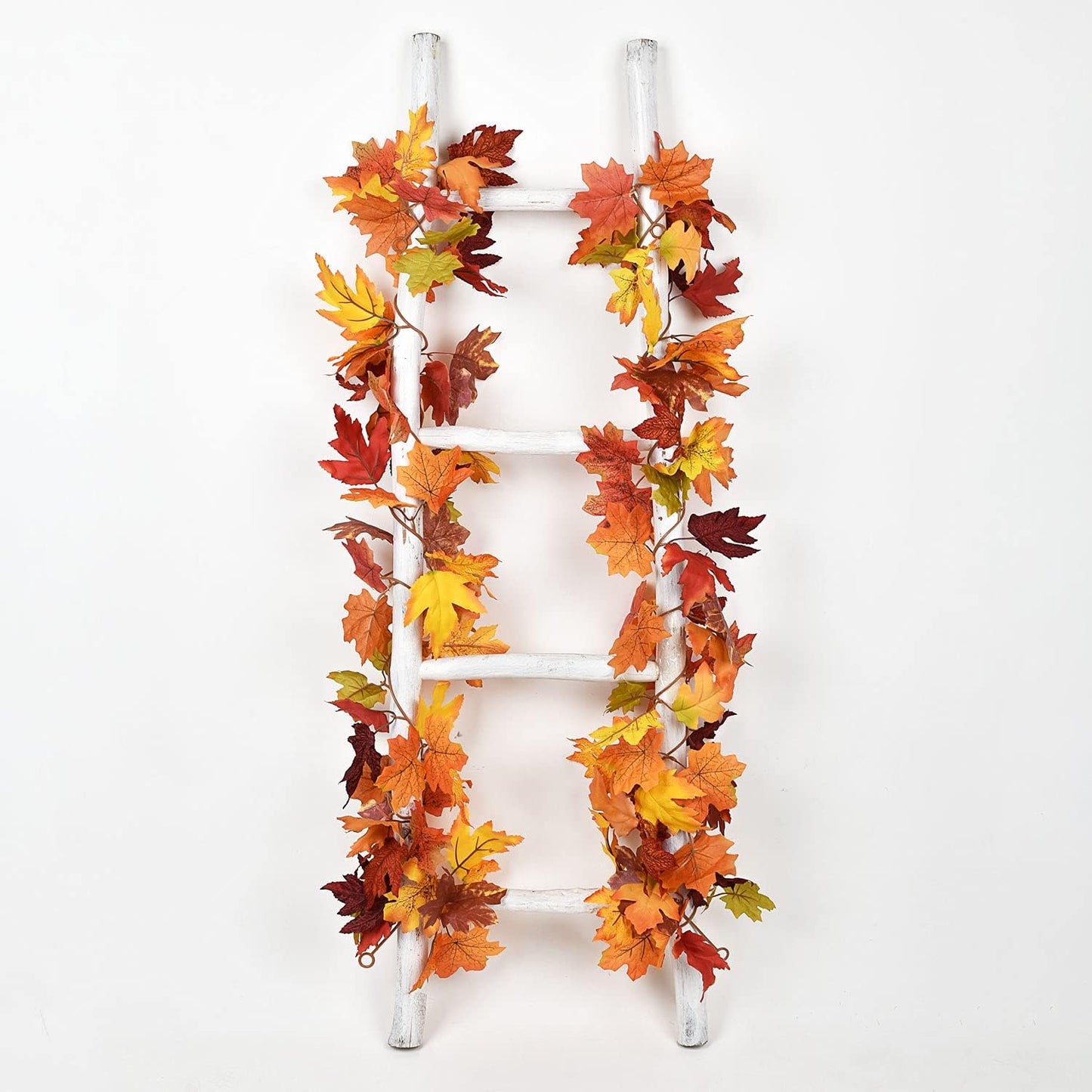 Lvydec 2 Pack Fall Maple Garland - 5.9ft/Strand Artificial Fall Foliage Garlands Assorted Color Leaves Autumn Decor for Home Wedding Halloween Thanksgiving Party