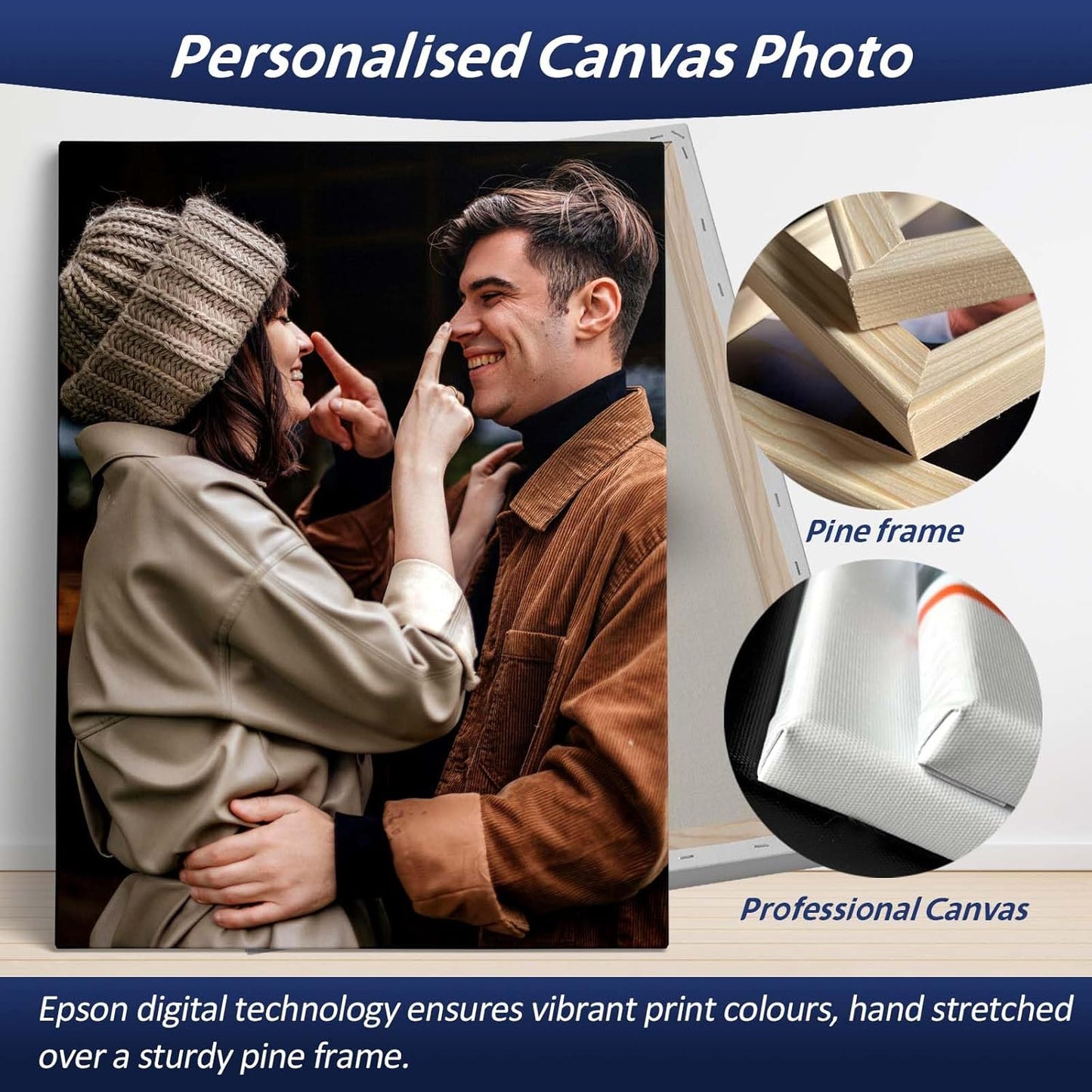 AIRUIXIO Custom Canvas Prints with Frame | Personalized Photo Canvas for Christmas Gifts | Ideal Family & Pet Wall Art Decor | Custom Canvas Wall Art 8x10Inch