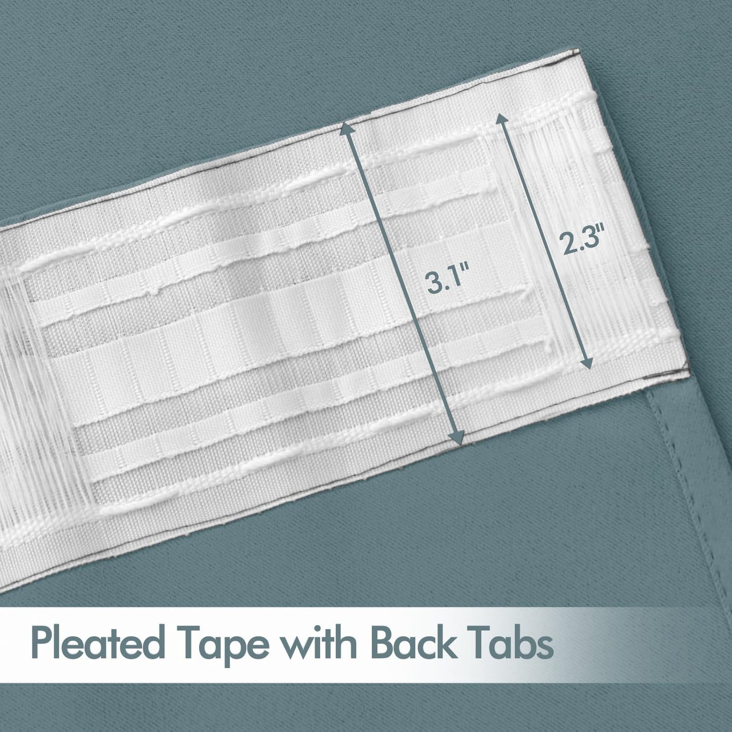 MIULEE Greyish Blue Back Tab Blackout Curtains 120 Inch Long 2 Panels Set for Bedroom, Rod Pocket/Pinch Pleated Extra Long Thermal Insulated Living Room Darkening Light Blocking 10FT Drapes