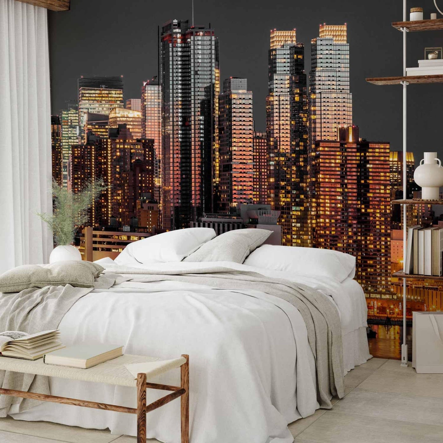 artgeist Premium Wall Mural New York City 216x98 in - Non-Woven Photo Wallpaper Art Print Fleece Wall Mural Decoration Poster Picture Design Night Skyline Panorama d-B-0060-a-e