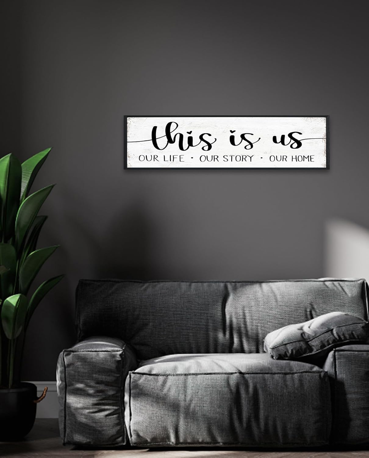 This is Us Sign Wall Decor: Family Wall Signs Rustic Farmhouse Living Room Country House Hanging Framed Wall Plaques,This is Us Our Life Our Story Our Home Quotes Wall Decor 12" x 40"