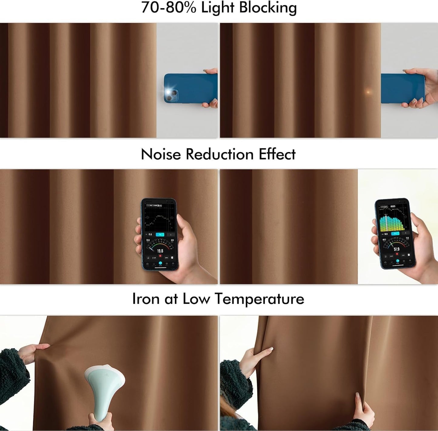 MIULEE Back Tab Blackout Curtains 120 Inch Long 2 Panels Set for Living Room Bedroom, Rod Pocket/Pinch Pleated Extra Long Thermal Insulated Room Darkening Light Blocking 10FT Drapes, Cappuccino Brown