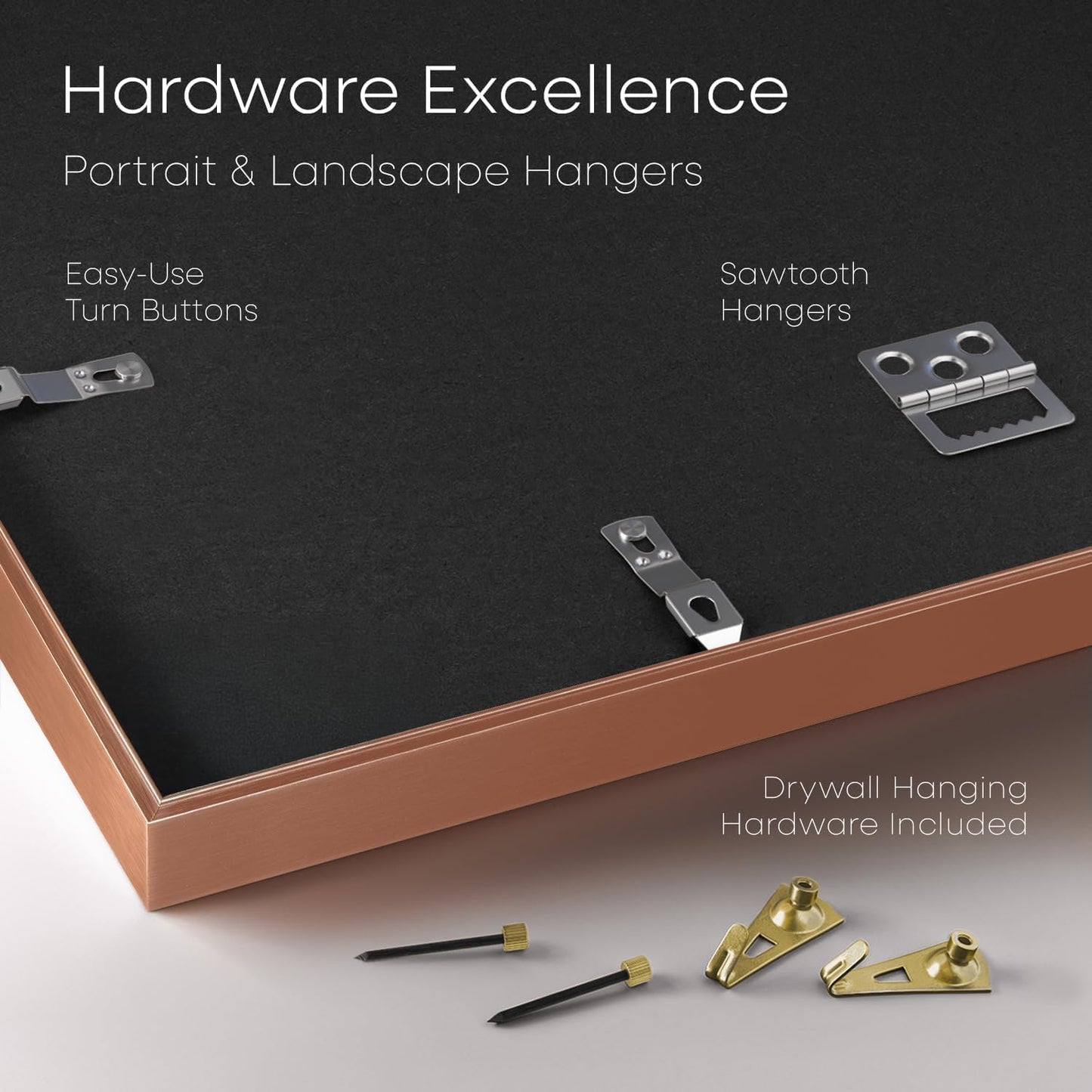 Homeforia 10x10 Picture Frame Rose Gold, High End Metal 10 by 10 Square Frames with Mat 8 x 8 Photo, 10by10 Poster Frame Matted to 8x8 Print, Wall or Tabletop Frame, Tempered Glass, Wall Kit, Set of 1