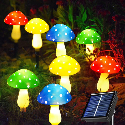 8-Pack Solar Mushroom Lights for Garden Decor, 8 Modes Waterproof Outdoor Garden Mushroom Lamp, Multi-Colored Solar LED Fairy Lights for Christmas Halloween Yard Lawn