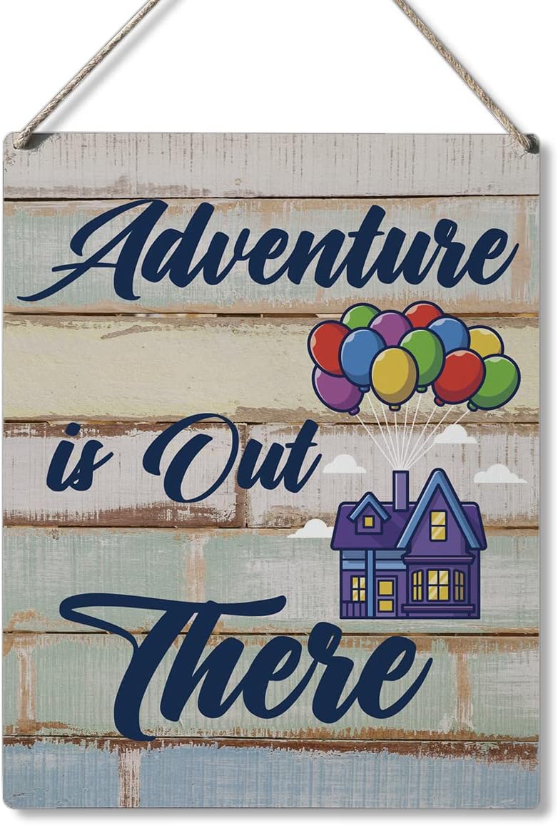 Qious Inspirational Signs Gift Farmhouse Adventure is Out There Wooden Hanging Sign Rustic Art Wall Home Living Room Bedroom Kitchen Decoration 10 x 8 Inches