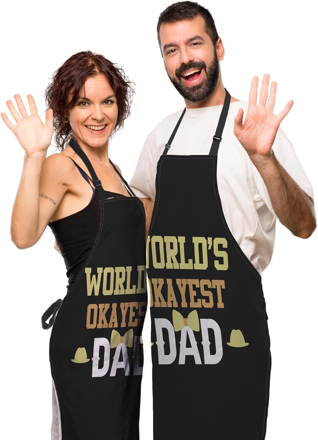 Baking Apron for Women World’s Okayest Dad Mans Aprons for Cooking Funny for Kitchen Cooking Restaurant BBQ Painting Crafting 27” (W) x 31” (H), Waterproof Aprons