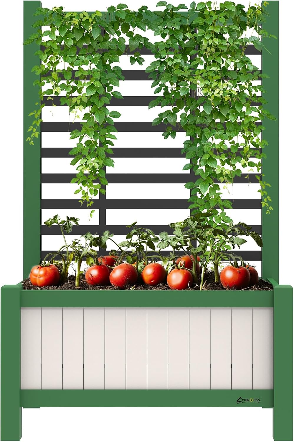 Wood Planter with Trellis Raised Garden Bed for Climbing Plants Elevated Wooden Planter Box,Outdoor Gardening Planting Bed to Grow Vegetables Climbing Plants Herbs Flowers(Green)