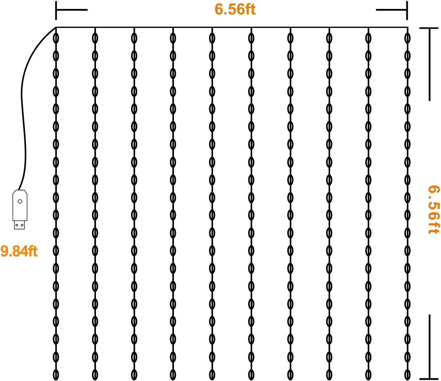 Fairy Curtain Lights - 16-Color Changing String Lights with Remote, 4 Lighting Modes, Ideal for Christmas, Weddings, Parties, Room Decor - Rainbow Backdrop