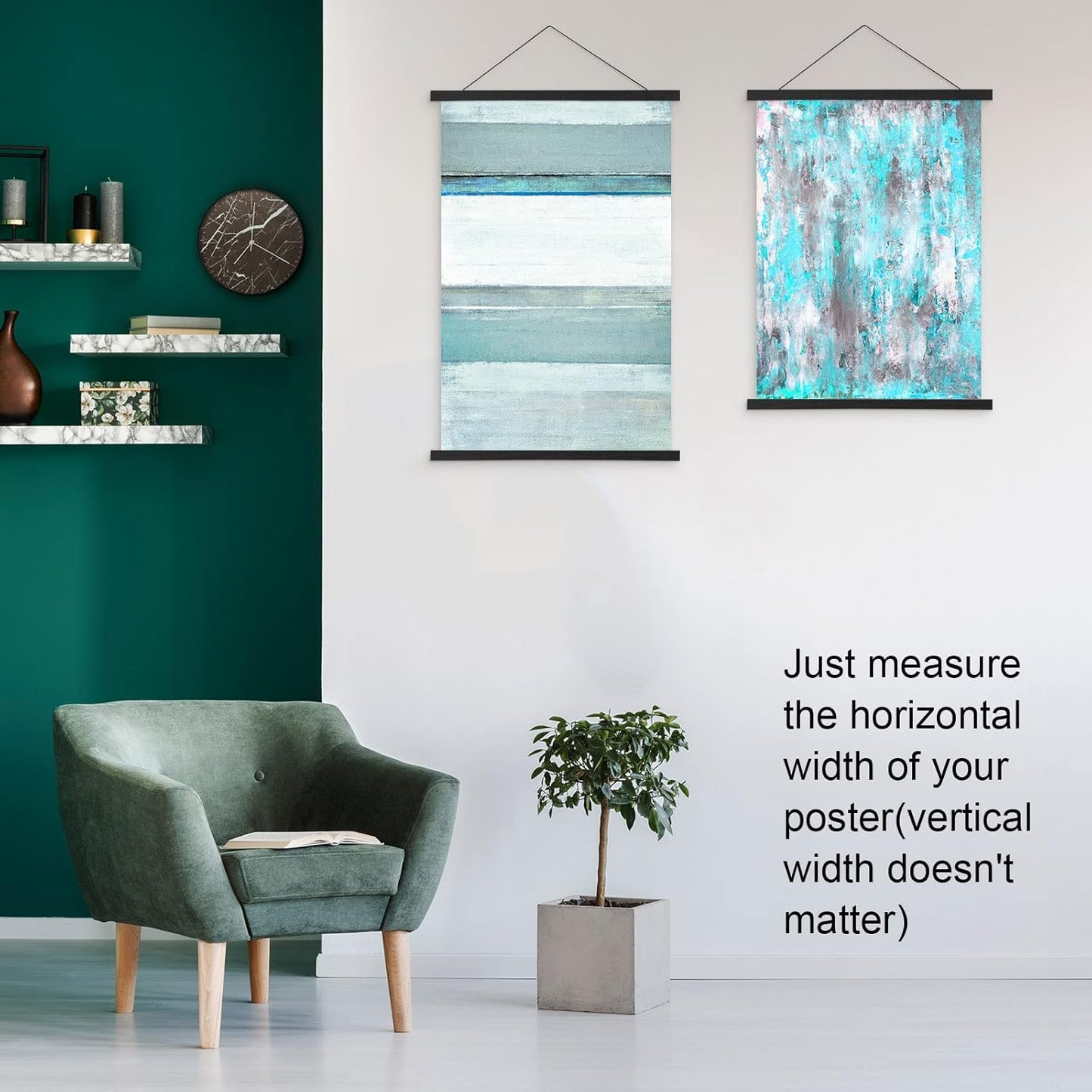 Magnetic Poster Hanger Frame, 28x22 28x40 28x30 Teak Wood Magnet Poster Frame for Posters, Prints, Photos, Pictures, Maps, Scrolls, and Canvas Artwork(Black, 28")