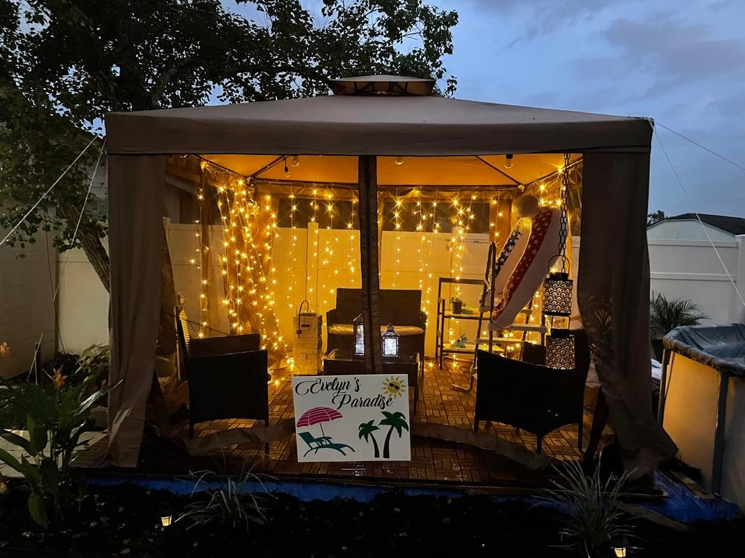 Lighting EVER 594 LED Curtain Lights, 20 x 10 ft Plug in Hanging Fairy String Lights, Wedding Party Backdrop Lights, Window Twinkle Lights for Wall, Patio, NOT Connectable (27 Strings, 9" Apart)