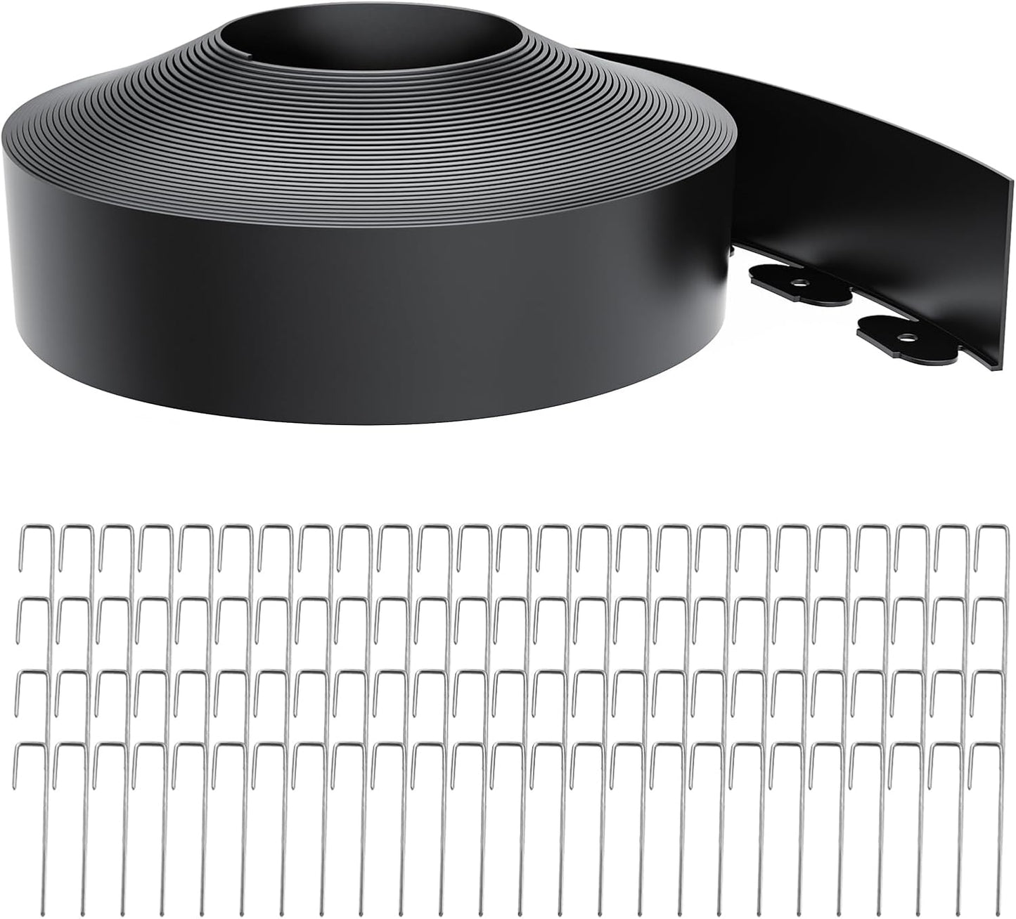 Landscape Edging 4 Inch Tall 80FT with 100Pcs Metal Spikes, Plastic Garden Edging Border Landscape Edging Border Lawn Edging for Landscaping, Flower Bed, Yard