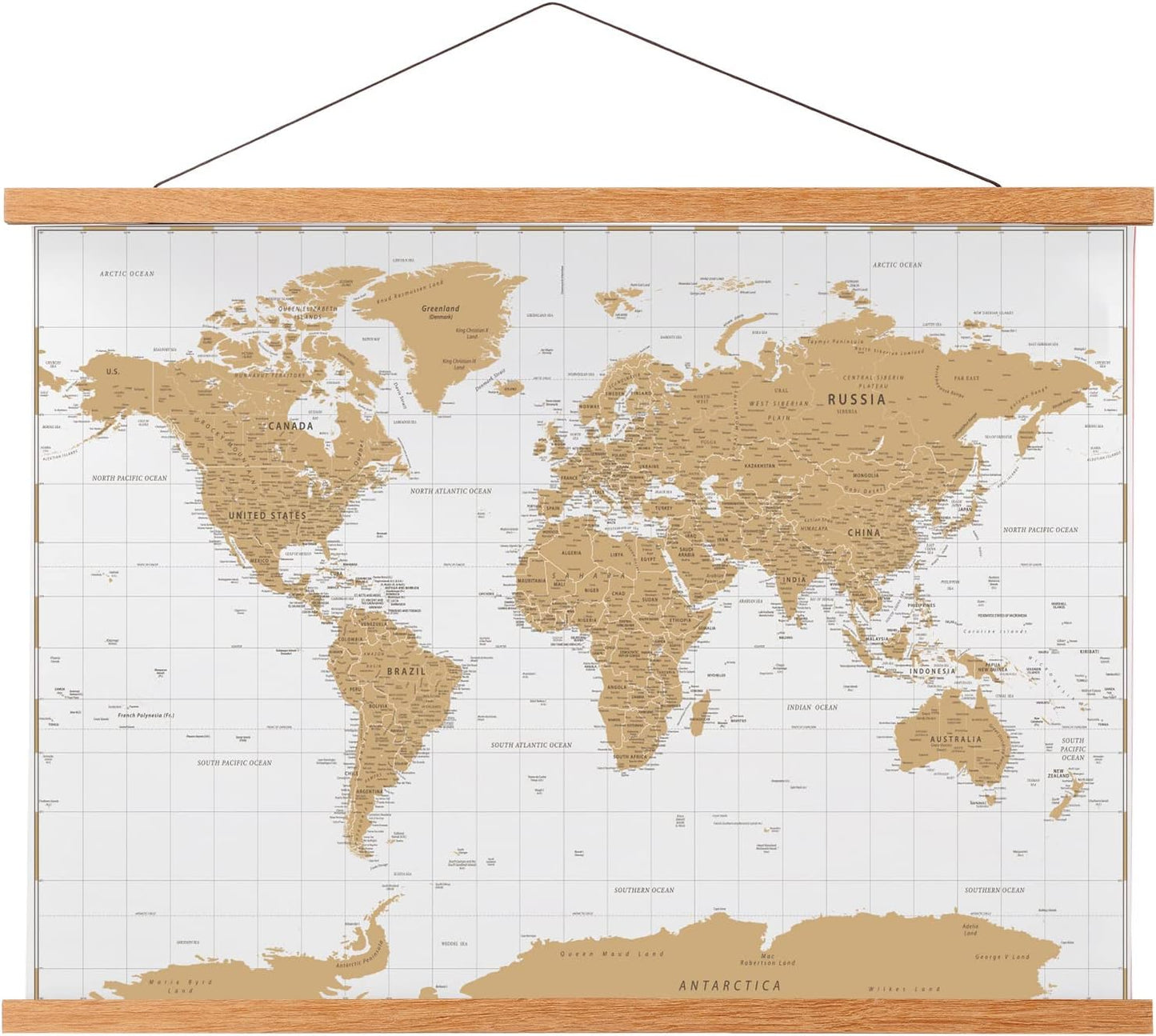 FALAMON Magnetic Poster Hanger Frame, 24x36 36x48 18x36 Teak Wood Magnet Poster Frame for Posters, Prints, Photos, Pictures, Maps, Scrolls, and Canvas Artwork