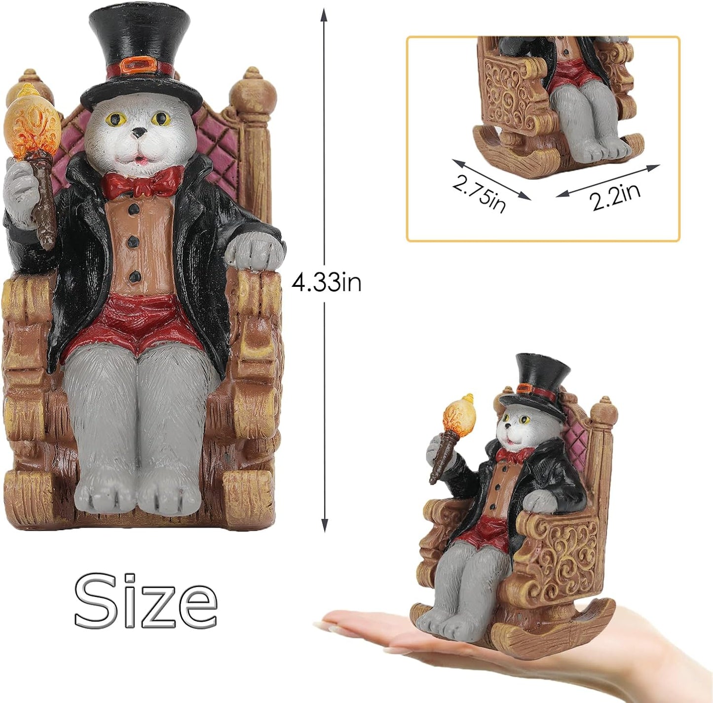 Whimsical Cat Garden Decor Statues Outdoor Solar Lights for Yard Art Fall Home Halloween Decoration Figurine Lawn Ornament - Unique Cat Lovers Gifts for Housewarming Gardening Women Mom Grandma