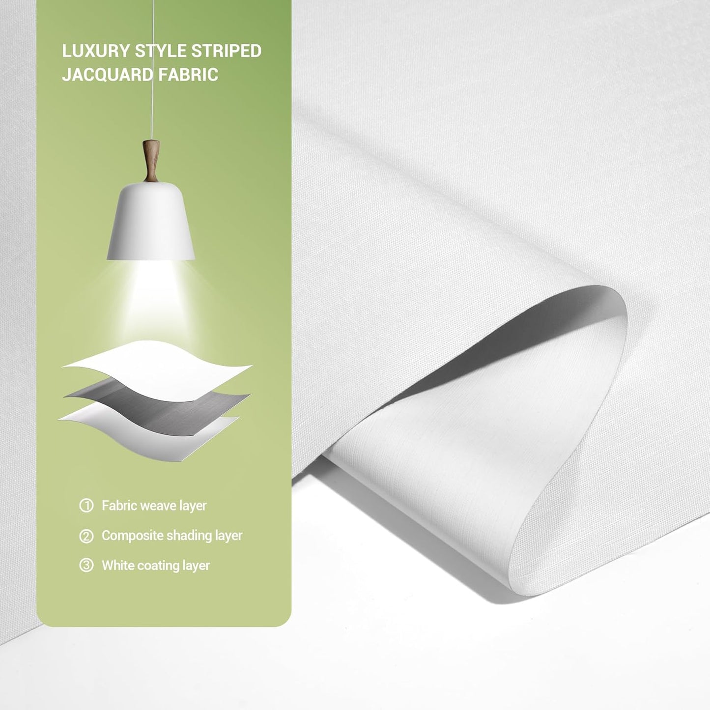 Blackout Roller Shades for Indoor Windows, Cordless Jacquard Fabric-Matched Roller Blinds, Easy to Install Privacy UV Protection Roll Up Blinds for Home Office, Pure White, 26" W x 72" H