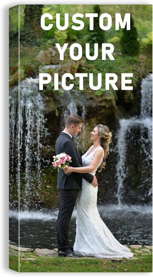 xzartdiy Custom Canvas Prints with Your Photos - Personalized Picture Print Customized Gifts for Family Home Office Wall Art Decor, Wrapped Canvas 20x40inch