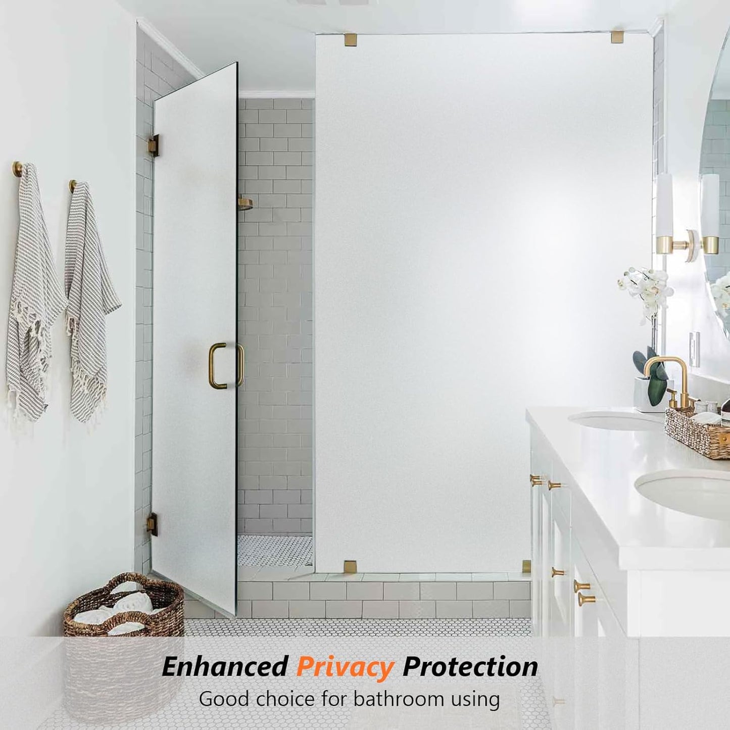 Kromapolis Window Privacy Film Frosted Glass Window Film, Heat Blocking Privacy Film for Glass Windows, Static Cling Non-Adhesive Frosting Window Stickers for Door Home (Frosted, 17.5 x 157.4 inch)