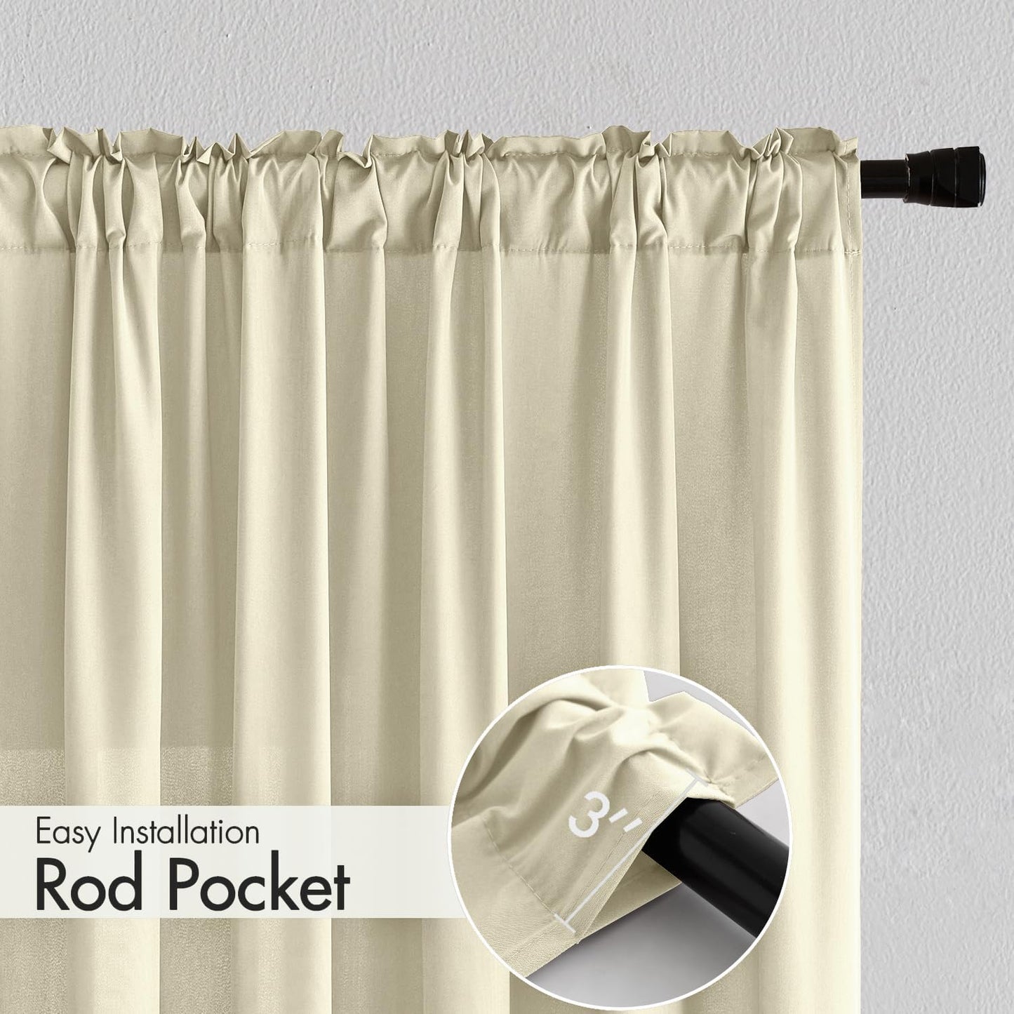 MIULEE Cream Beige Privacy Sheer Curtains That Let Light in 84 Inches Long Non-See-Through Semi Sheer Curtain Light Filtering Window Curtains Drapes for Living Room Bedroom 2 Panels Set 42 X 84