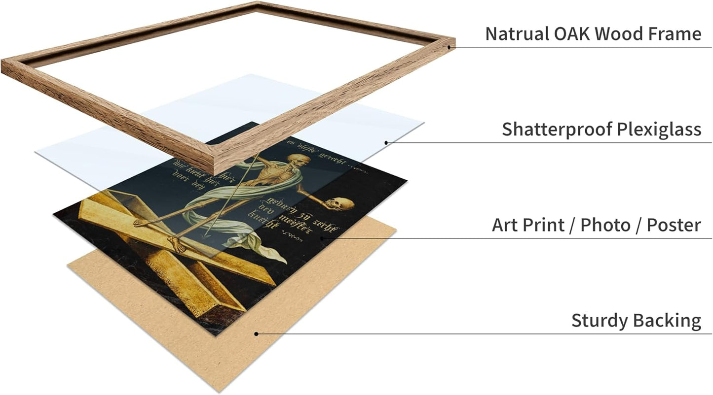 Poster Master Vintage Medieval Poster - Retro Gothic Print - Gift for Artist, Friend - Allegory of Life and Death, Skeleton, Dark, Skull - Wall Decor for Home, Living Room, 16x20 Beige Framed