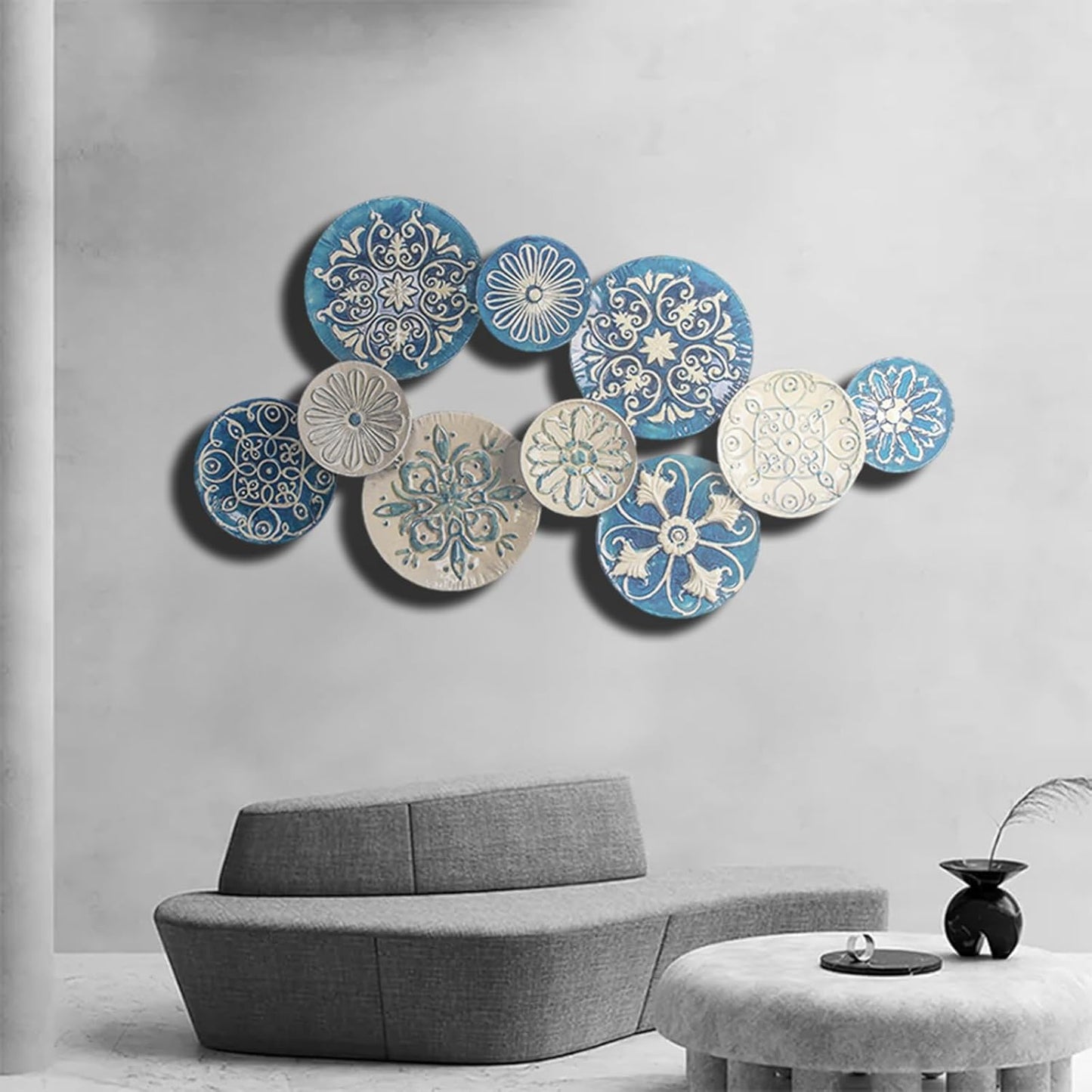 Large Metal Wall Decor 3D Stacked Wall Art Decor Metal Wall Art Hanging Sculptures for Living Room Home Office Kitchen Bedroom Decoration