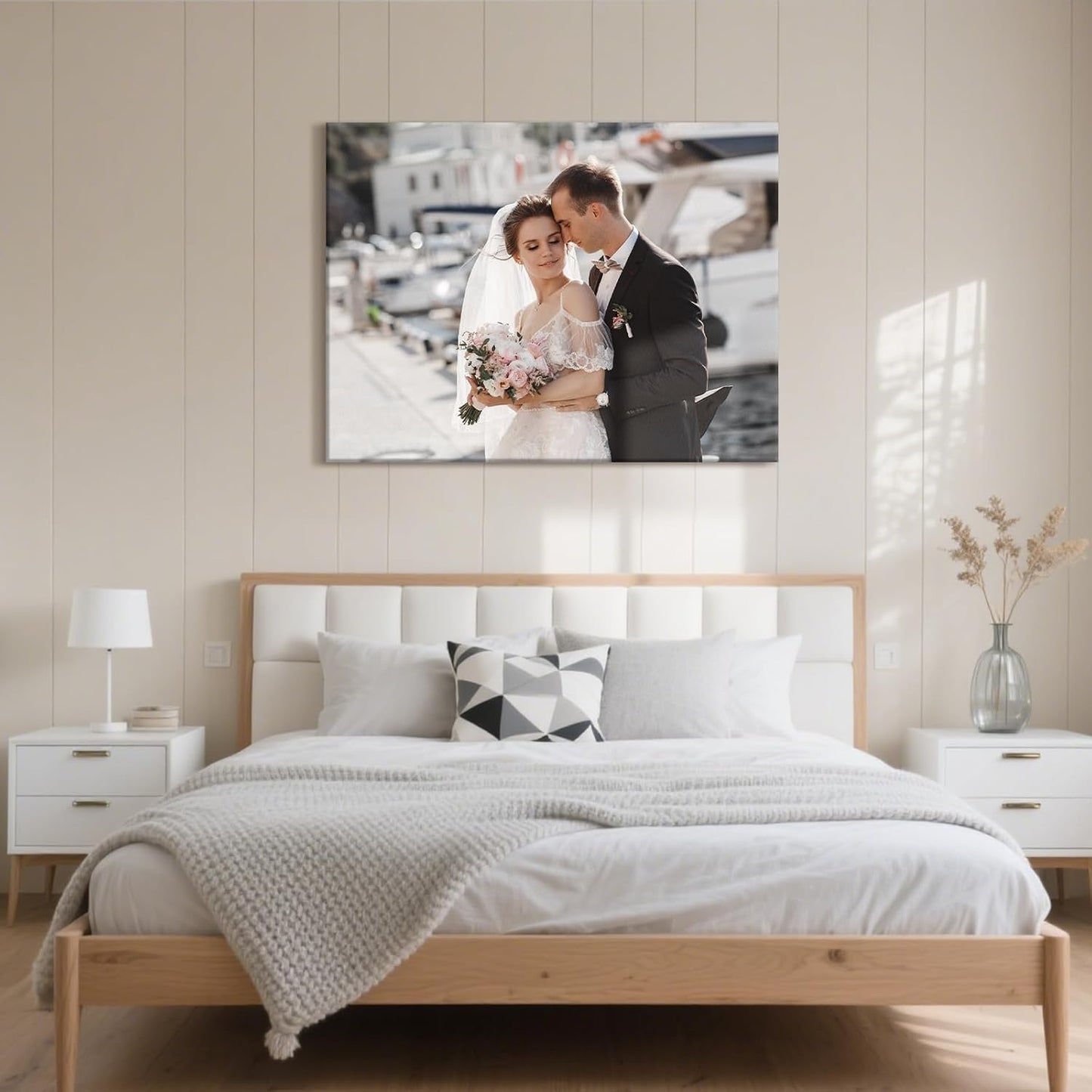 Personalized Custom Canvas Prints with Your Photos & Text, Customized Picture Print, Transform Own Images Into Framed Wall Art Digitally Printed Photo to Canvas, Keepsakes Gifts for Family 32x24’’