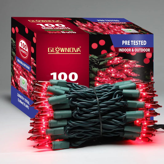 Green Wire,Red,Incandescent Bulb 100 Mini String Lights for Indoor Christmas Tree Garland Birthday Wedding Party Festival Decoration