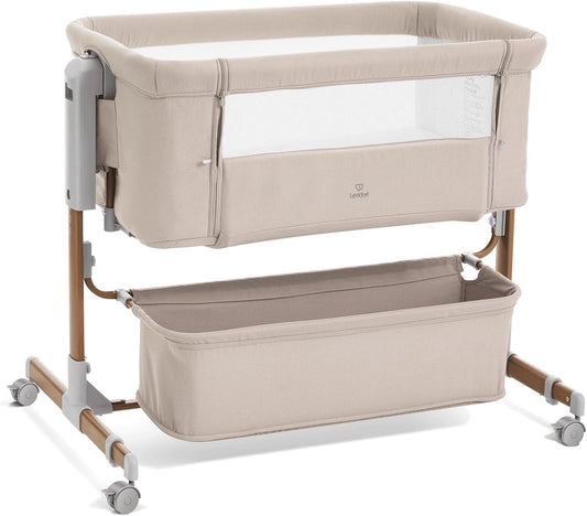 3 in 1 Baby Bassinet, Rocking Bassinet, Bedside Bassinet, 6-Height Adjustable, Bassinet Bedside Sleeper, Bedside Bassient for Baby with Comfy Mattress, Breathable Mesh, Large Storage Basket