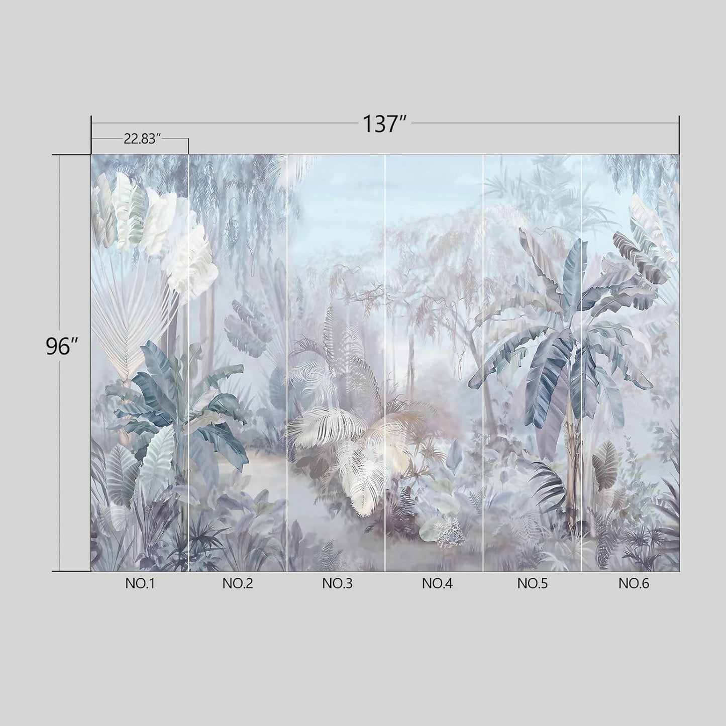 Tropical Botanical Wallpaper Peel and Stick Wall Mural for Bedroom Living Room - 96"x137"