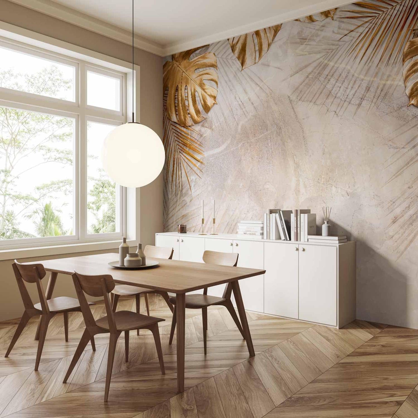 artgeist Premium Wall Mural Tropical Leaves 197x138 in - Non-Woven Wallpaper Fleece Wall Decor Photo Print Picture Image Design Monstera Palm Green Leaves b-C-0788-a-a