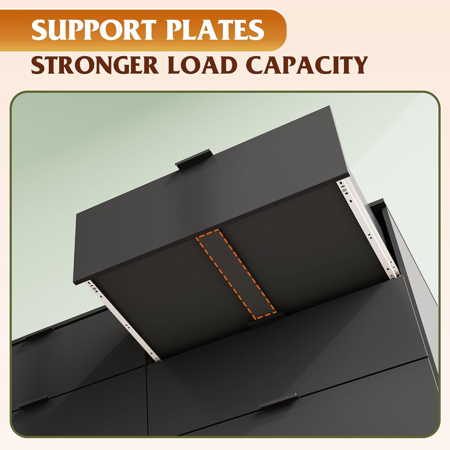 WLIVE Black Dresser for Bedroom, 47.24'' Wide 6 Drawer Wood Dresser Storage Organizer with Sturdy Metal Handle, TV Stand for 55 inch TV, Chest of Drawers for Living Room, Hallway, Closet