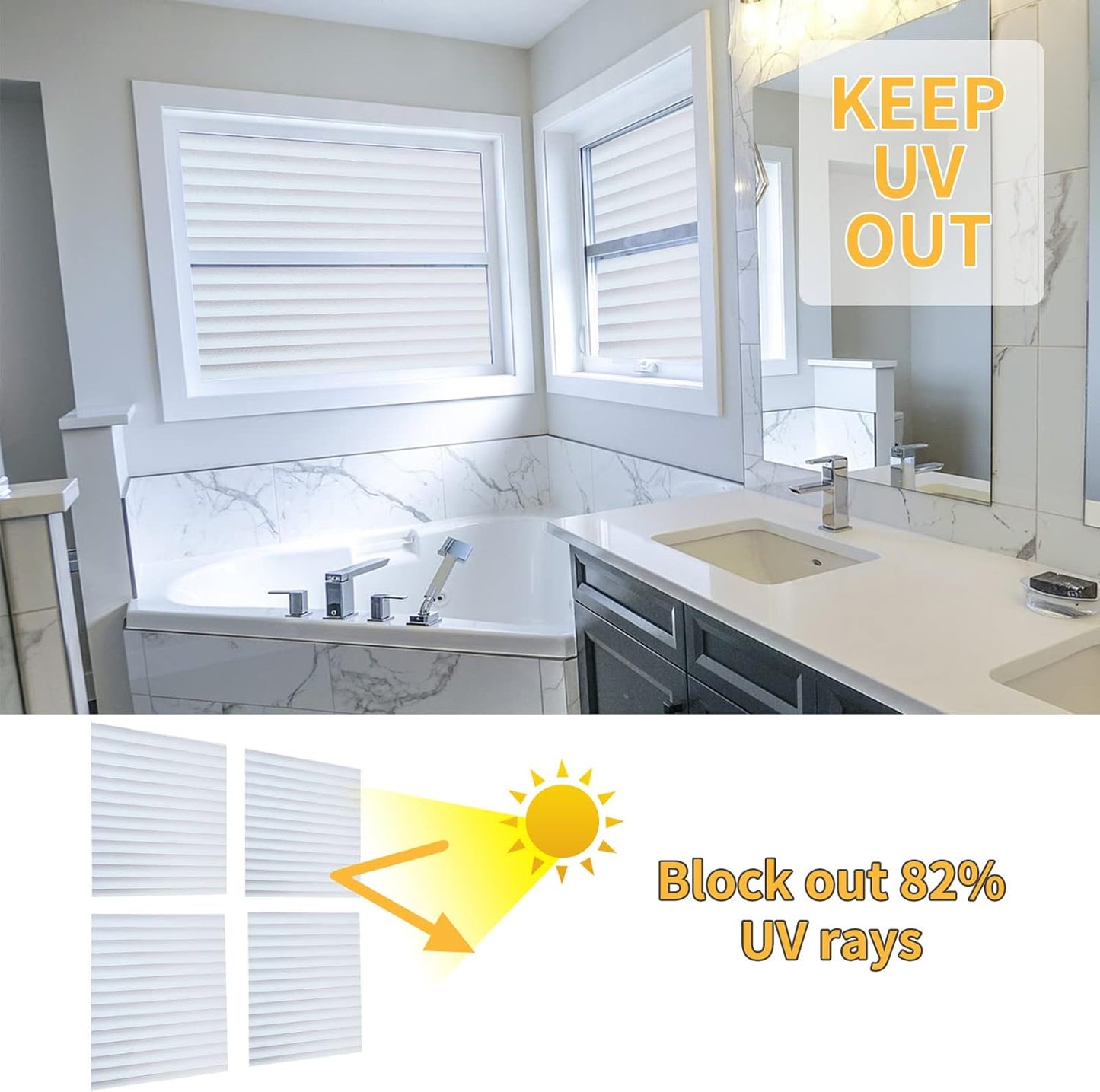 Window Privacy Film with Installation Tools, Blinds Pattern, Static Cling, Anti UV, Heat Control, Ideal for Home Shower Office Glass Door (Blinds Pattern, 17.5X118.1Inch)