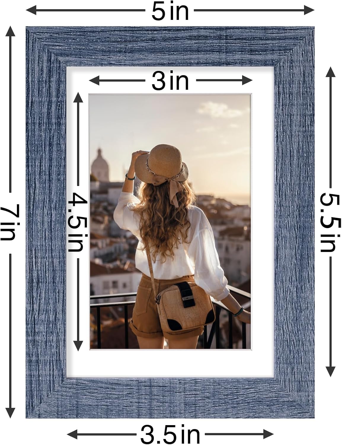 Vittanly 4x6 Picture Frames Set of 9, Shatter Resistant Plexiglass, Display 3.5x5 Pictures with Mat or 4x6 without Mat, Photo Frames for Wall or Tabletop, Engineered Wood, Navy