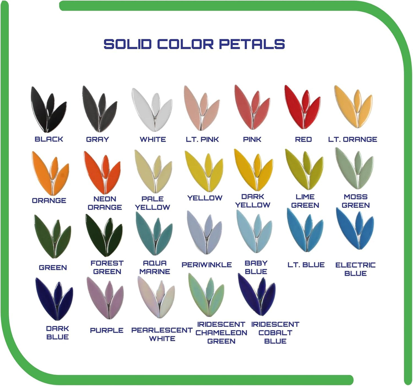 VerzTile Mosaic Tiles for Crafts - Petal Shaped Ceramic Tile Craft Hobbies & Art Projects 39 Color Options Endless Creativity DIY Design (Forest Green)