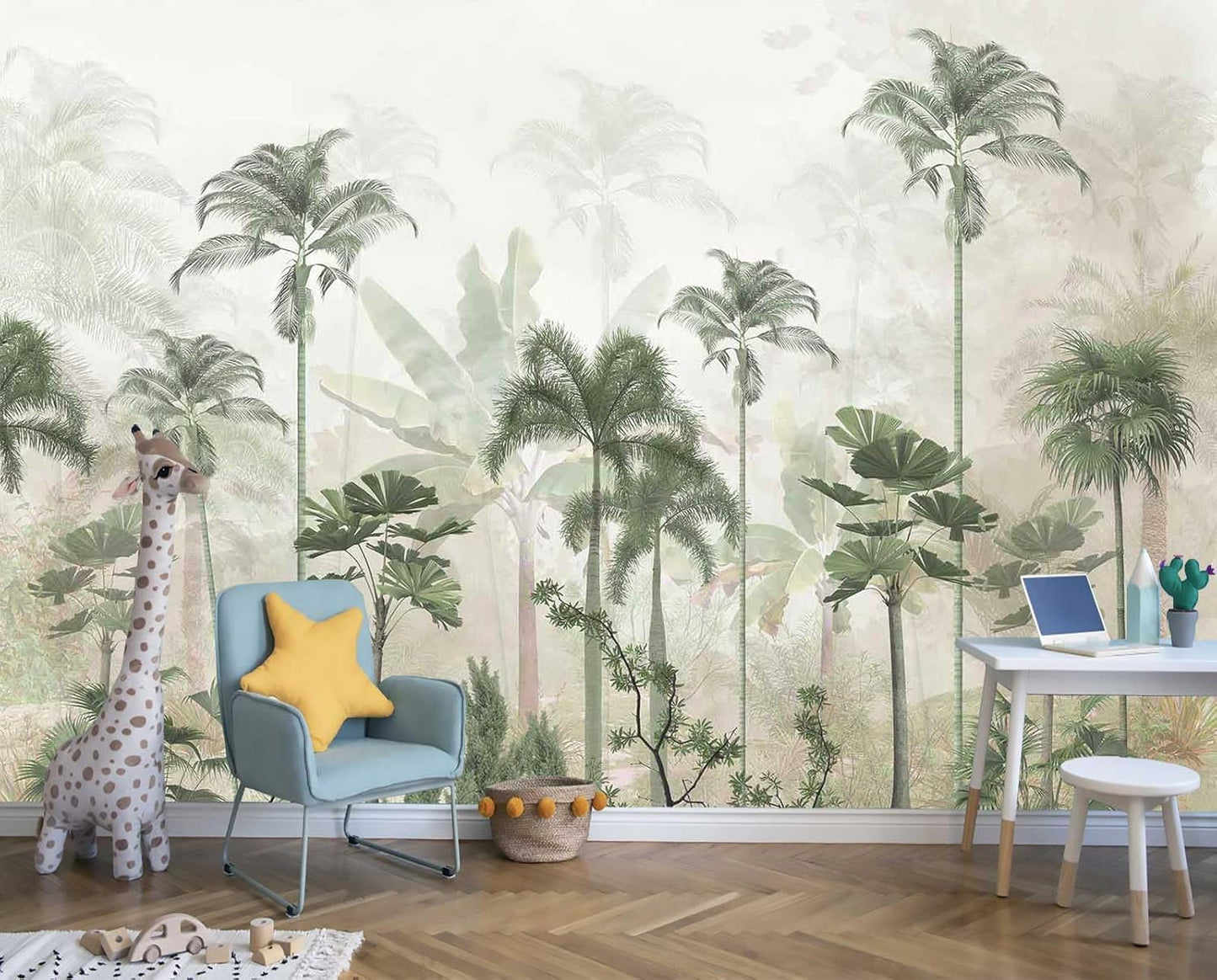 Tropical Forest Landscape Design Mural, Wallpaper can be Used to Decorate The Bedroom, Living Room, Bathroom Background Wall（Not Peel and Stick）