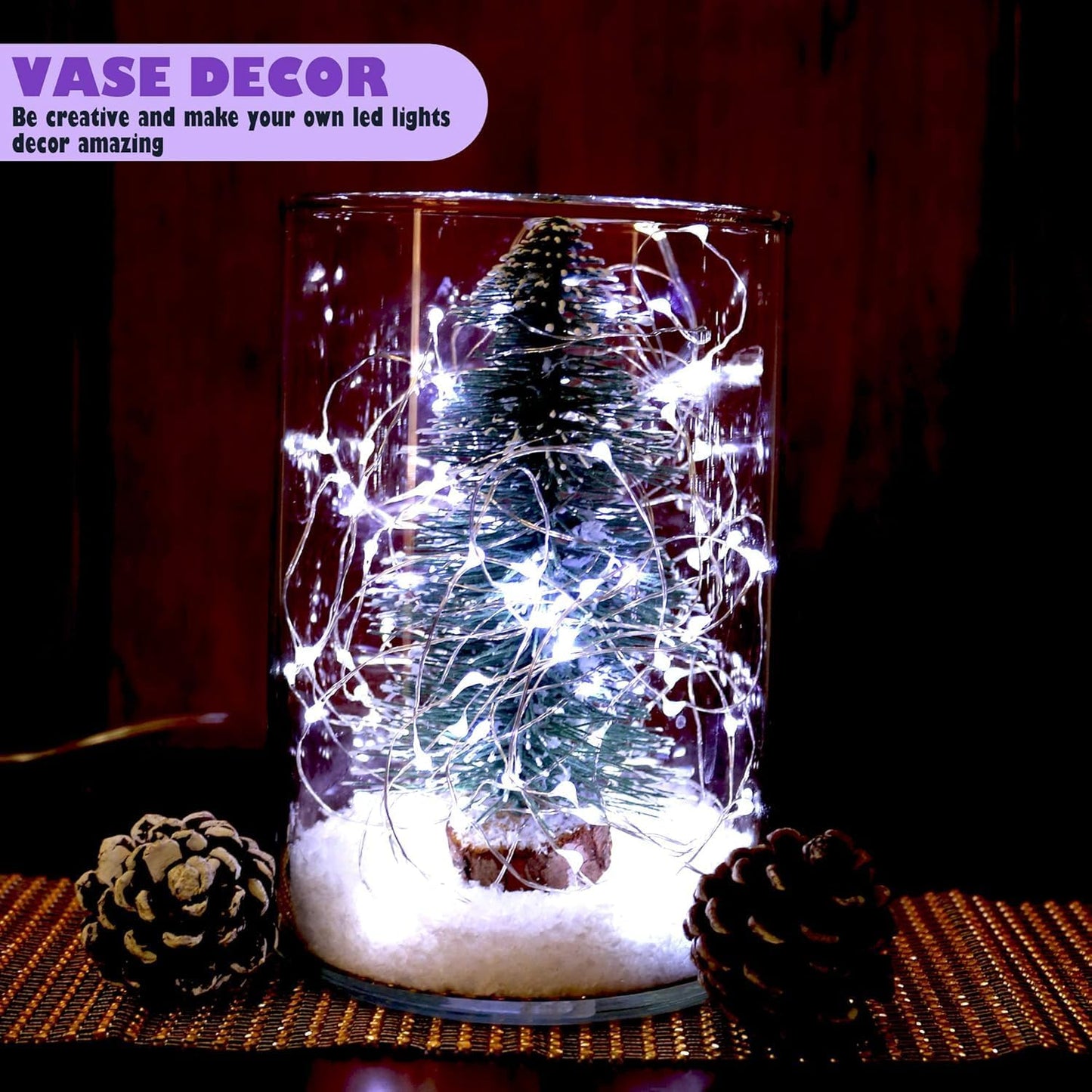 OakHaomie 6 Pack 10ft(3m) LED Starry String Lights 30 Micro LEDs on Silvery Copper Wire,2pcs CR2032 Batteries Required and Included, for DIY Wedding Centerpiece Table Decorations (Cool White)