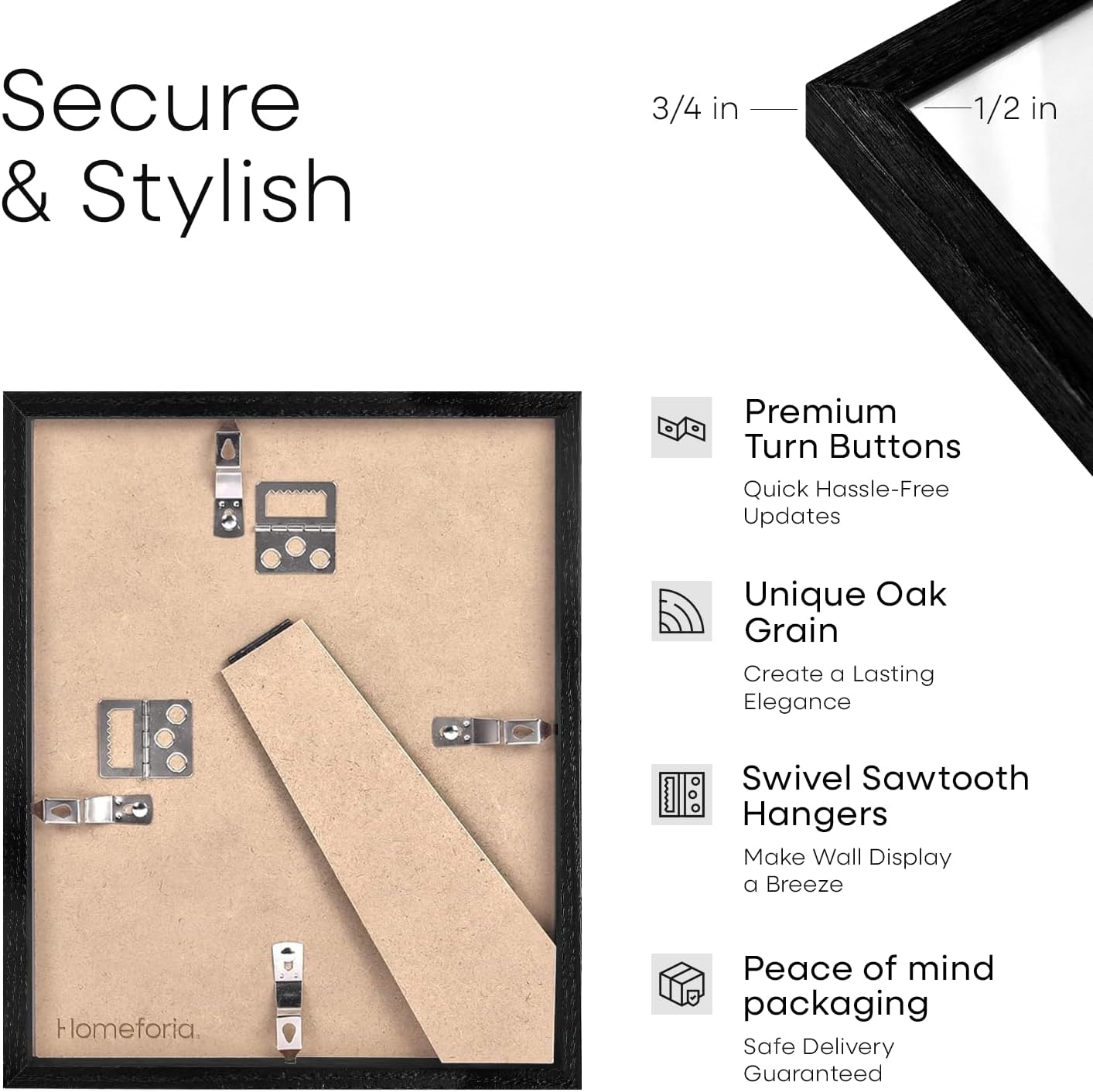 Homeforia 8.5x14 Marriage License Frame Black, High End Oak 8.5x14 Certificate Black Wood Frames, 8.5by14 Wooden Frame for Wall & Tabletop, 8.5 by 14 Picture Frames, Tempered Glass, Wall Kit, Set of 1