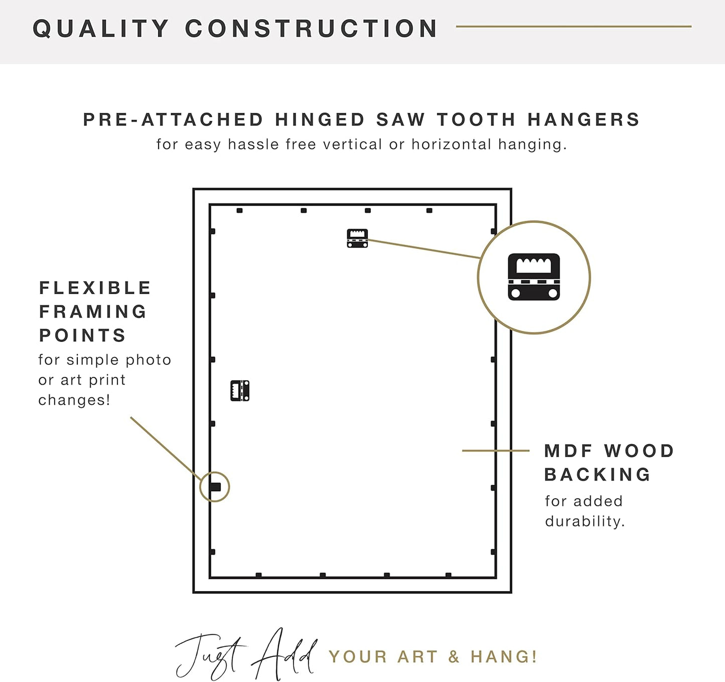 MCS Trendsetter 11x17 Poster Frame Black High-Gloss, Vertical & Horizontal Wall Hanging Large Picture Frame for Photos, Posters & Art Prints (2-Pack)