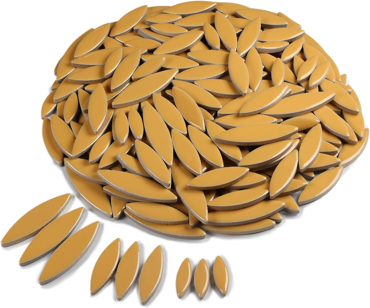 VerzTile Mosaic Tiles for Crafts - Petal Shaped Ceramic Tile Craft Hobbies & Art Projects 39 Color Options Endless Creativity DIY Design (Light Orange)