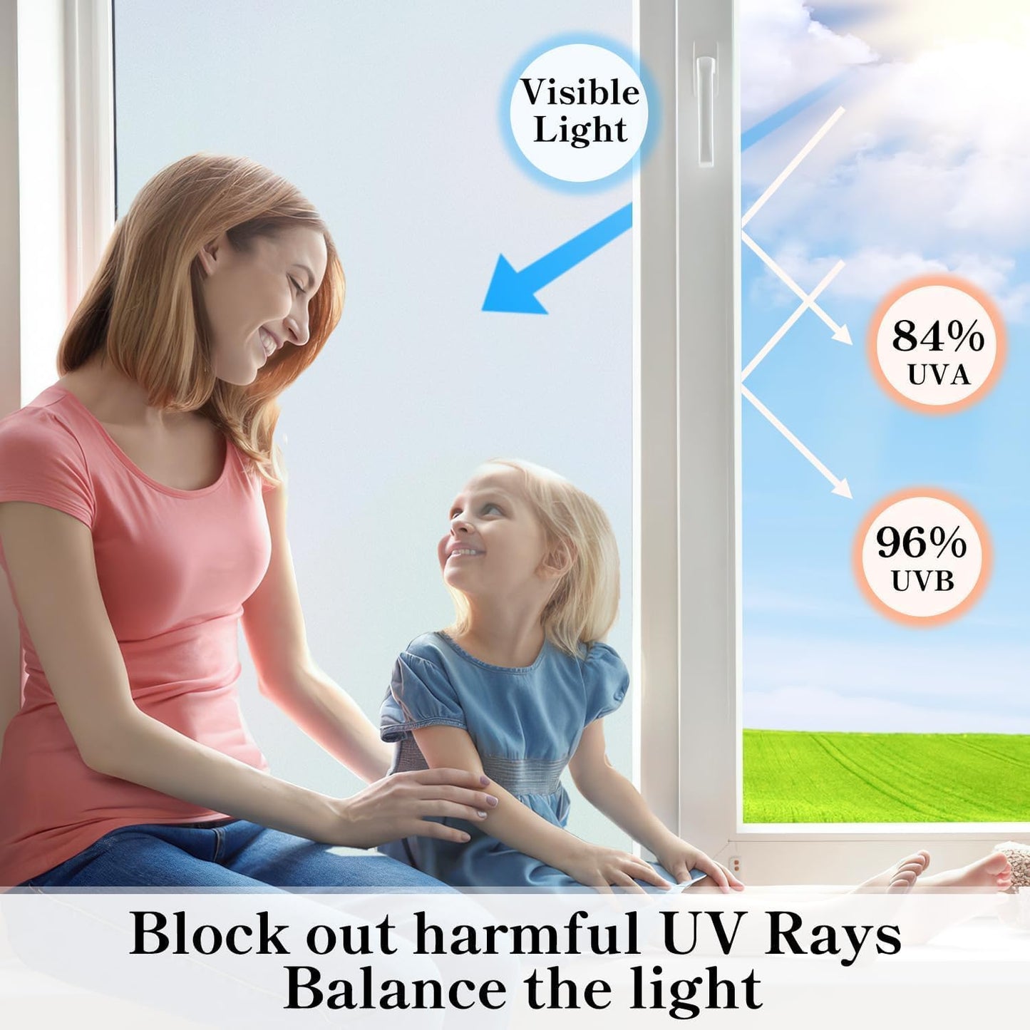 DUOFIRE Privacy Window Film Frosted Glass Film Matte White Static Cling Glass Film No Glue Anti-UV Window Sticker Non Adhesive for Privacy Office Meeting Room Bathroom Living Room DS001W 11.8x47in