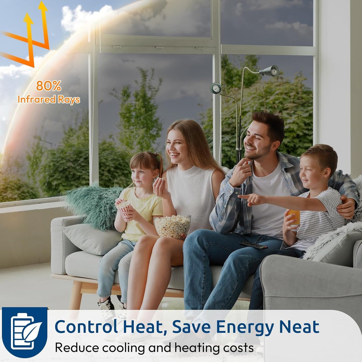 rabbitgoo Window Privacy Film One Way Window Tint for Home, Removable Reflective Heat Sun Blocking Anti UV Glass Door Covering, Mirror Tinting Film House Office, 35.4 in X 16.4 Feet, Silver