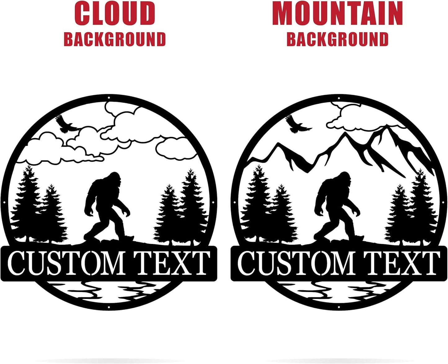 Outdoor Sasquatch Custom Name Metal Sign | Bigfoot Mountain Yard Art Decor | Metal Sasquatch Yeti Sign