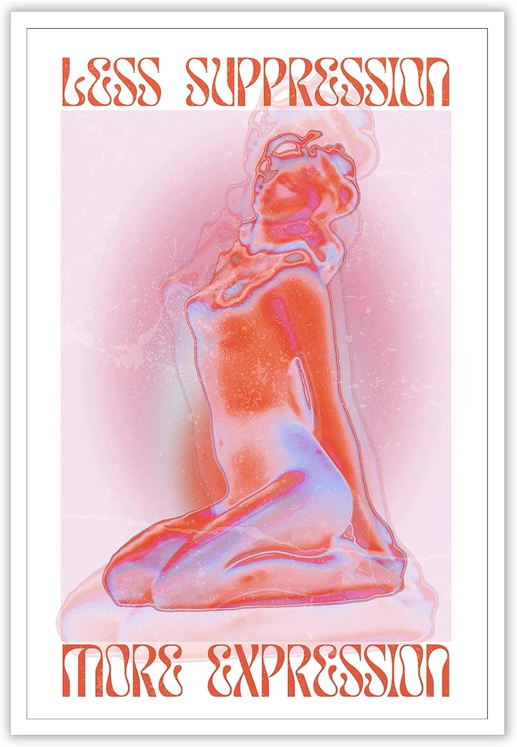 Spiritual Affirmation Art Poster Pink Woman Canvas Wall Art Aesthetic Pictures Sexy Woman Prints Painting Trendy Gradient Aesthetic Wall Decor Living Room Bedroom 12x16in Unframed