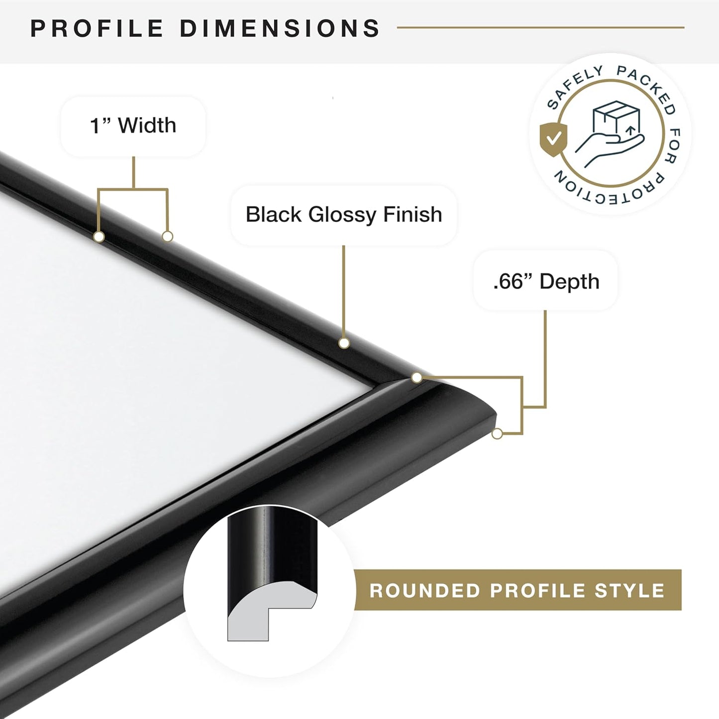 MCS Trendsetter 22.75x34 Poster Frame Black High-Gloss, Vertical & Horizontal Wall Hanging Large Picture Frame for Photos, Posters & Art Prints (1-Pack)