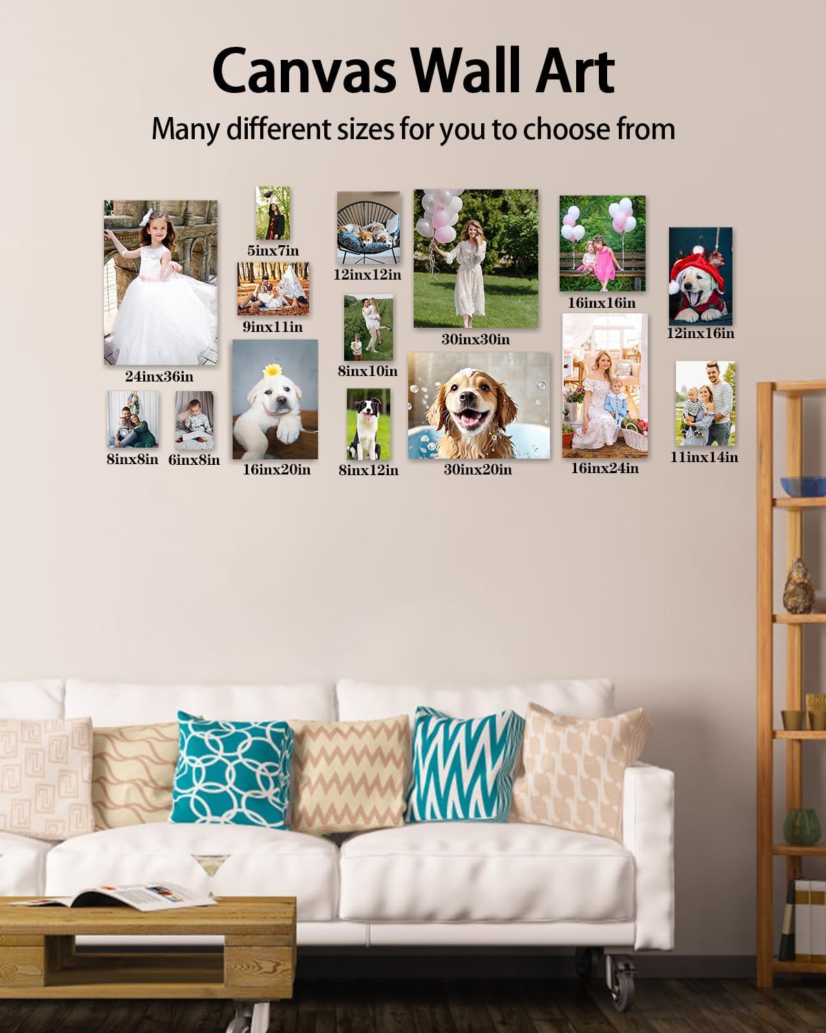 AbcCustomize Canvas Prints with Your Photos, Personalized Photo To Canvas Print for Bedroom, Living Room, Farmhouse Office Decor,Custom Canvas Wall Art for Gifts & Keepsakes, Ready to Hang